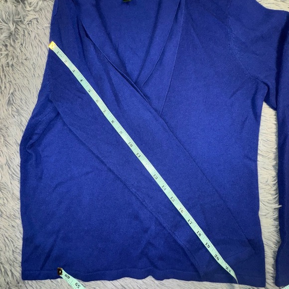 Ralph Lauren LRL Womens Large Royal Blue Cashmere Silk Shawl Collar Knit Sweater - Picture 7 of 10